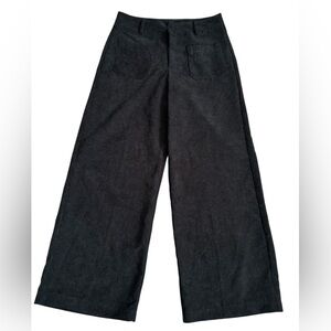 A330 Black Corduroy Wide Leg Pants sz XS Ankle Length Front Pockets 29” Inseam